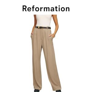 Reformation Mason Pant Khaki Brown Chino Trouser XS / 0 Petite